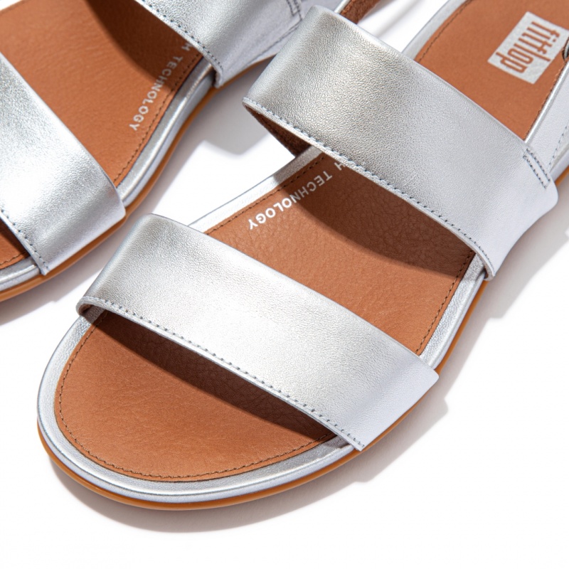 Silver Fitflop Gracie Leather Women's Back-Strap Sandals | MY-VDNTKQ126