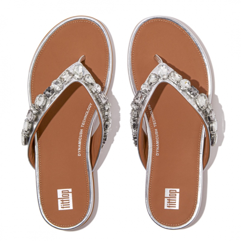 Silver Fitflop Gracie Women's Flip Flops | MY-SJPXWZ426