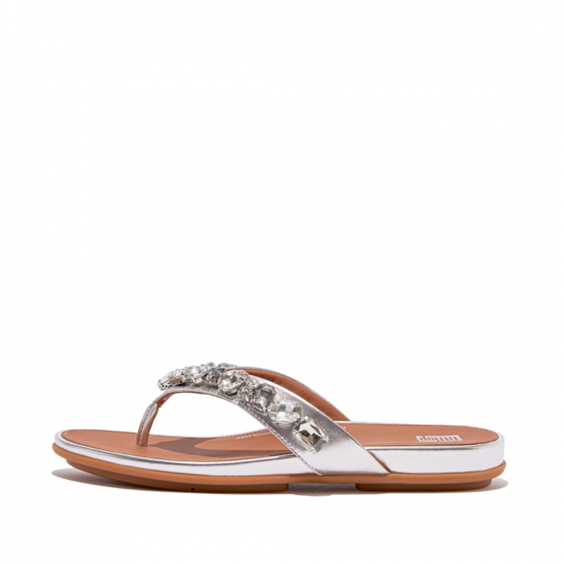 Silver Fitflop Gracie Women\'s Flip Flops | MY-SJPXWZ426