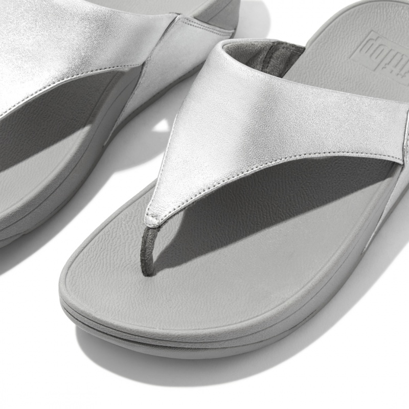 Silver Fitflop Lulu Leather Women's Toe-Post Sandals | MY-QFIRBJ608