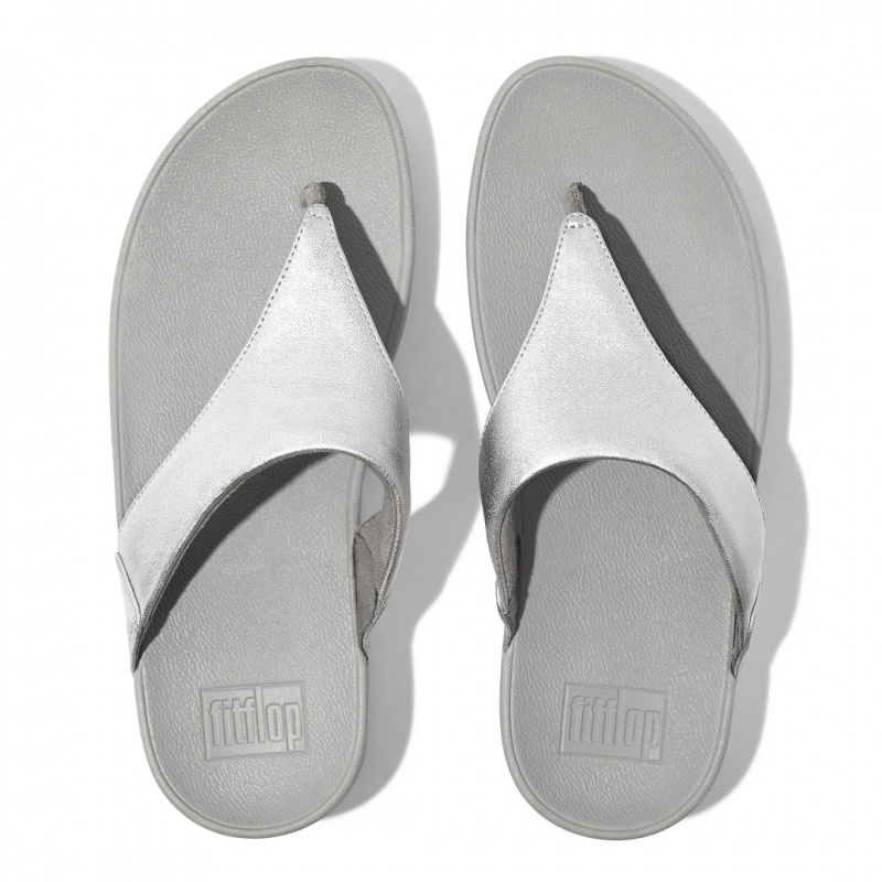 Silver Fitflop Lulu Leather Women's Toe-Post Sandals | MY-QFIRBJ608