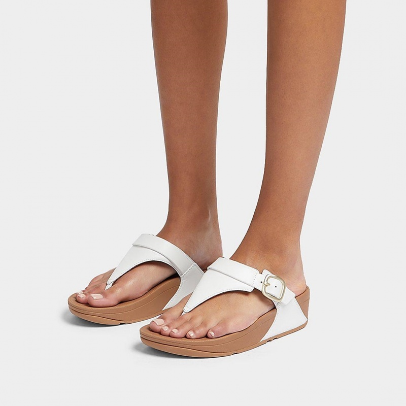 White Fitflop Lulu Adjustable Leather Women's Toe-Post Sandals | MY-BVCKWN651